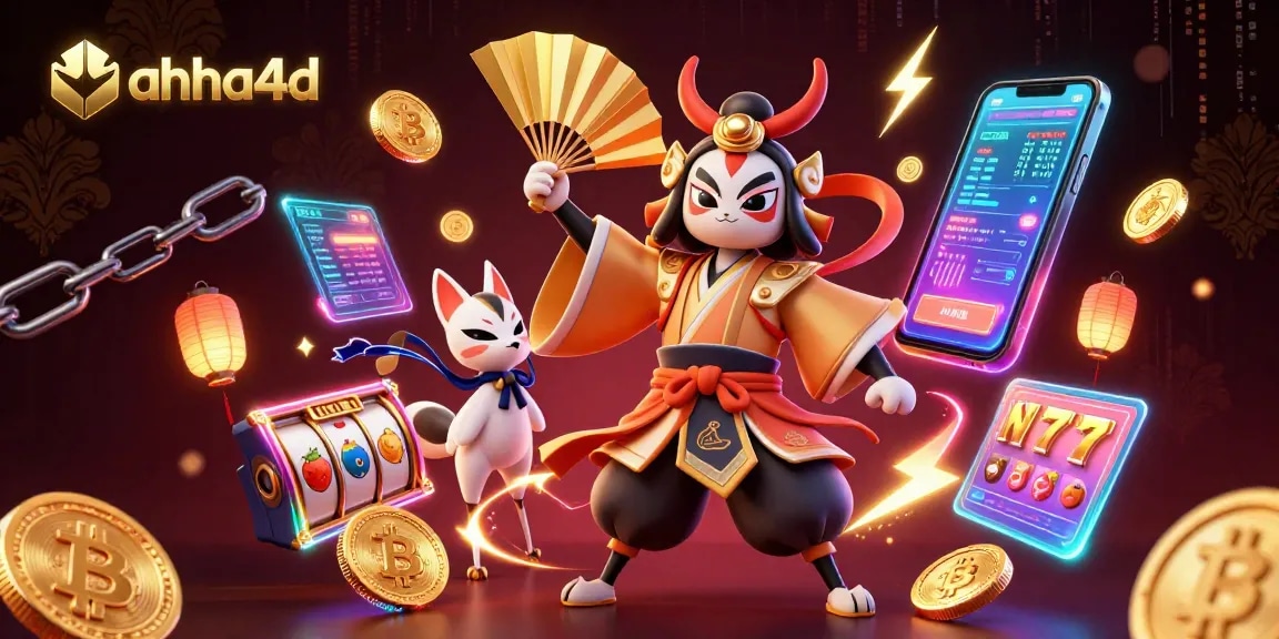 Win with ahha4d in a vibrant 3D scene showcasing lottery elements and gaming excitement.