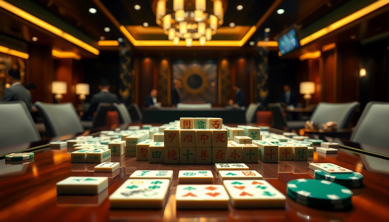 Tampilkan kecerdasan strategi di link bossmahjong dalam permainan kasino dengan kartu dan ubin Mahjong.