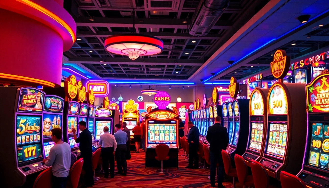 Slot machine shining brightly on the casino floor, attracting players with its features.