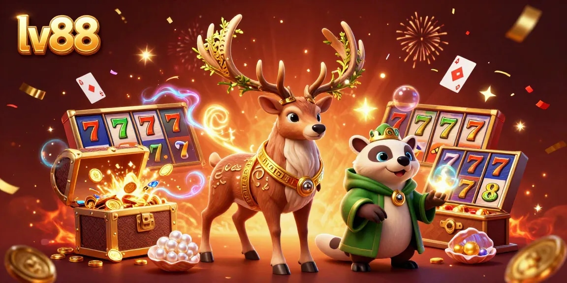 Experience gaming thrills at lv88 with exciting slot reels and vibrant casino elements.