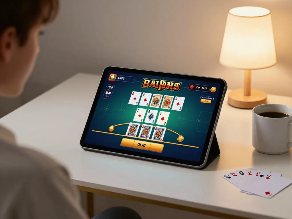 Player experiencing peri11 online blackjack on a tablet amid a stylish cozy setting.