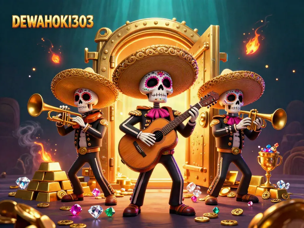 DEWAHOKI303 menghadirkan keseruan slot online dengan band mariachi skeleton meriah dan harta karun melimpah.