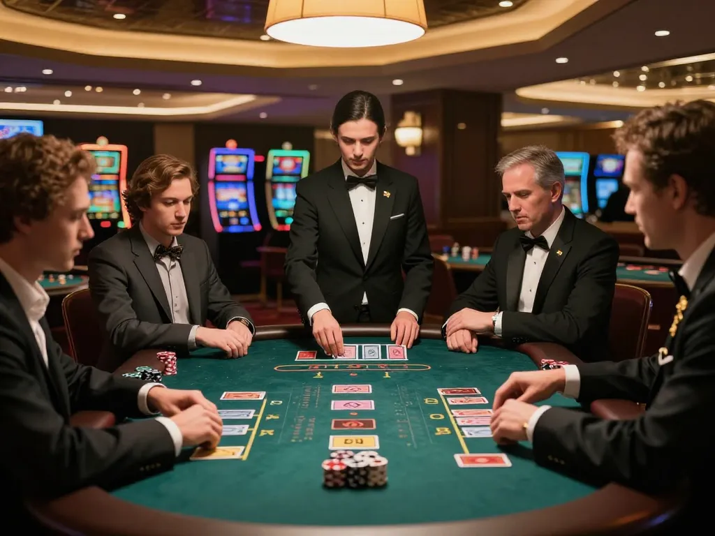 LGOGOAL players strategizing over an elegant baccarat table in a luxurious casino atmosphere