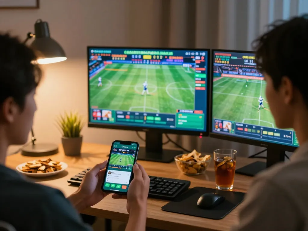 A vibrant online sports betting scene showcasing Agen Slot online excitement during live events