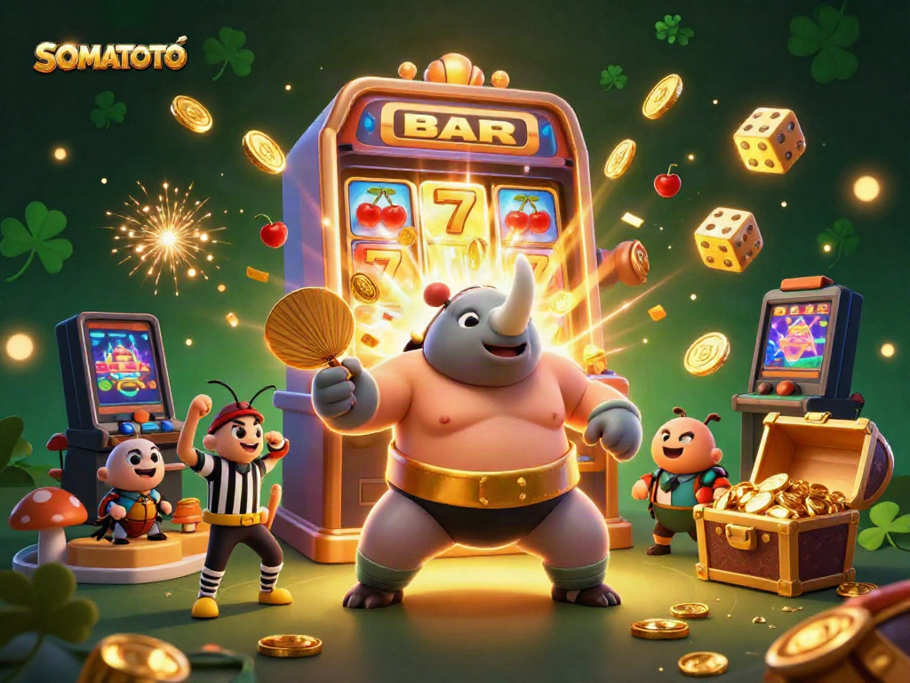 Experience the excitement of SOMATOTO with vibrant 3D characters and thrilling jackpot scenes.
