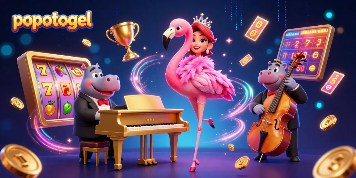 Immerse in popotogel excitement with vibrant 3D casino visuals showcasing star characters and dynamic slot elements.