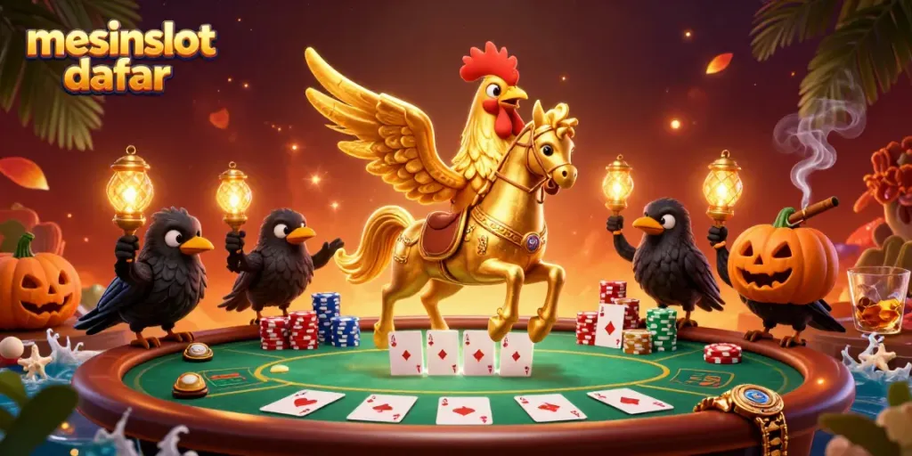 Experience mesinslot daftar with vibrant casino action including poker tables and dynamic characters.