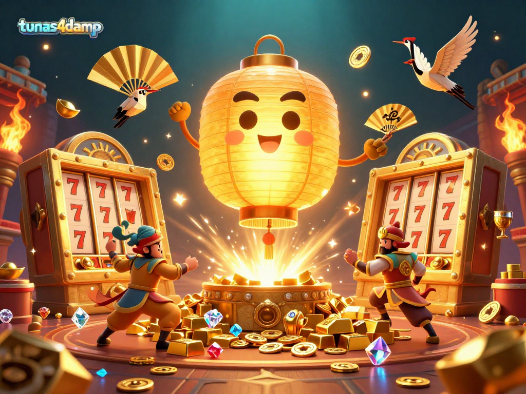 Engage with tunas4damp's vibrant slot experience featuring golden treasures and animated spirits.
