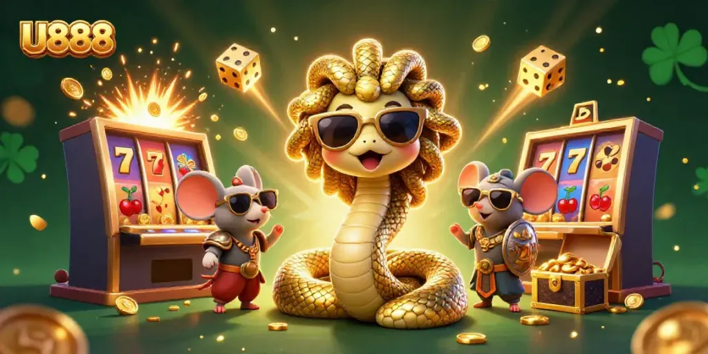 Engage with exciting U888 gaming adventures featuring slots, cheerful Medusa, and a warrior mouse.