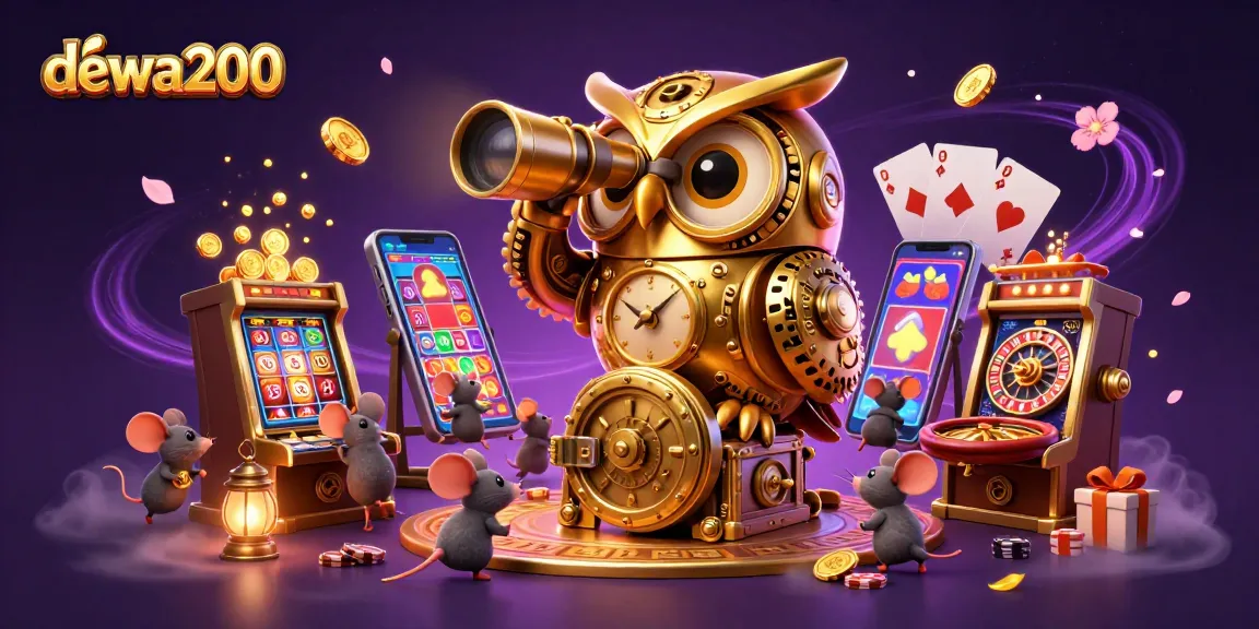 Permainan slot menarik di dewa200 dengan burung hantu emas dan tikus mekanik di kasino.