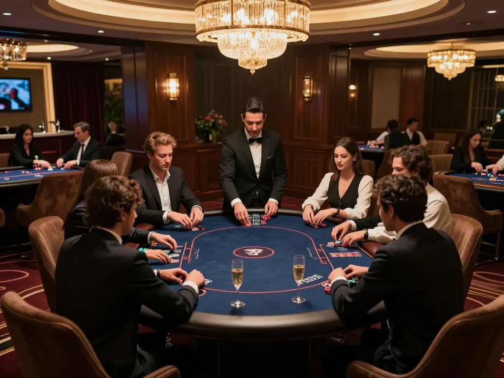 Experience the action at uu88 link poker table in a luxurious casino setting.