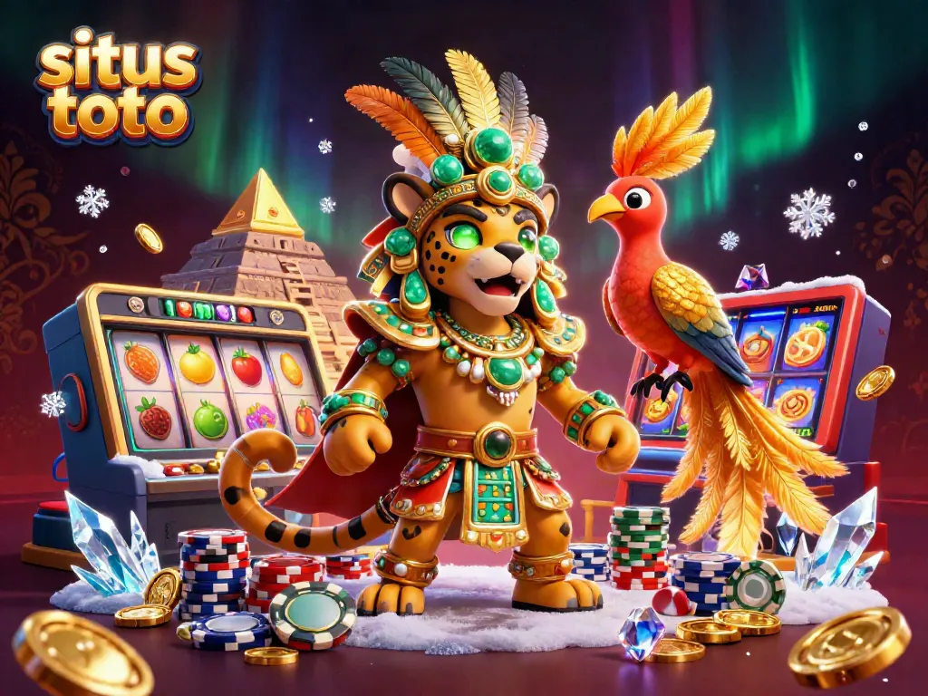 Engage with situs toto at this vibrant casino scene filled with gameplay elements and mythical characters.