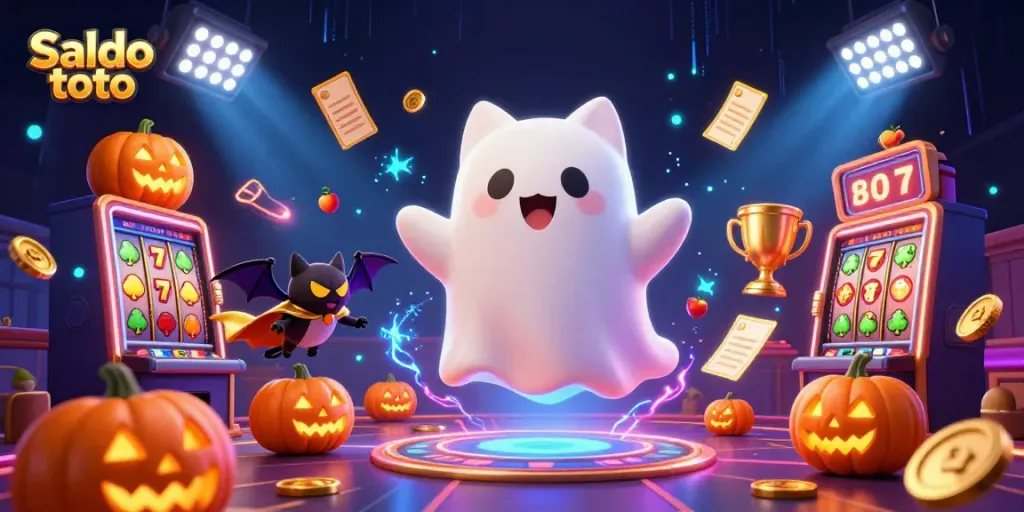 Slot dan kasino di Saldo toto dengan kucing hantu dan kelelawar menaiki dinding permainan.