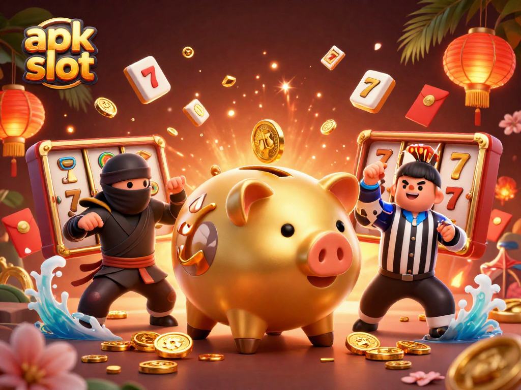Mengguncang koin emas di apk slot, seorang pegulat sumo celana emas beraksi bersama ninja dompet dan wasit samurai kartu kredit.
