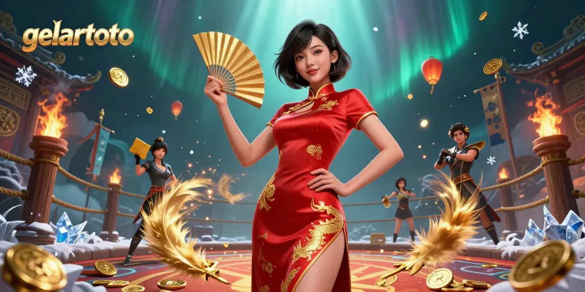 Engage in the thrill of gelartoto with vibrant visuals of an Asian themed casino scene, featuring dynamic game elements.