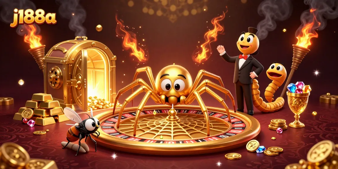 Spin the roulette web with j188a as the fly bets amidst golden treasures and vibrant gems.