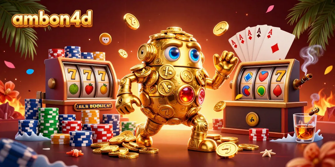 Experience thrilling jackpots and games at ambon4d with a gold golem and vibrant casino elements.