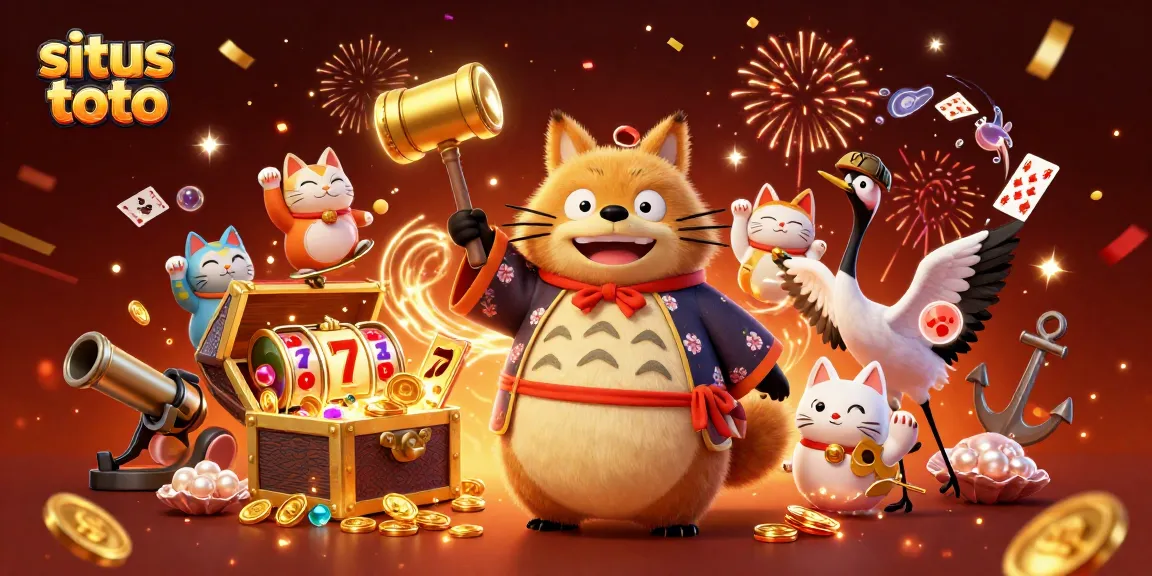 Menangkan hadiah di situs toto dengan karakter kartun ceria dan elemen kasino menarik.