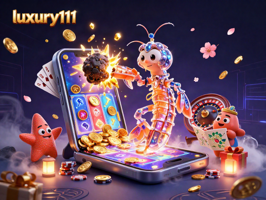 Experience the excitement of luxury111 with a dynamic illustration of a galactic samurai at a casino!