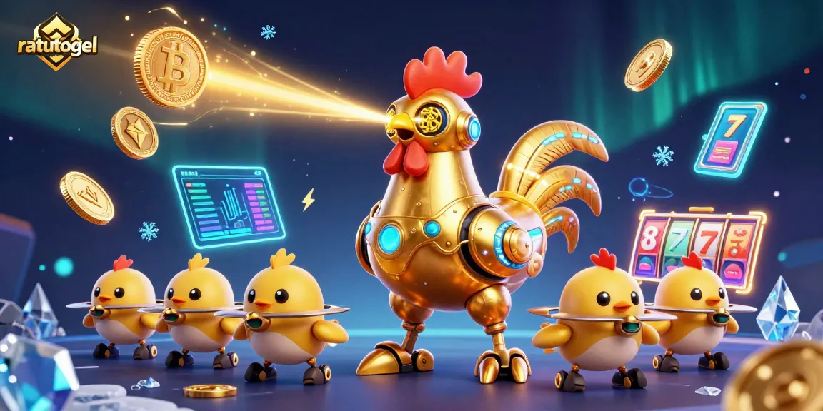 Slot reel berputar dan jackpot bersama ratutogel, menampilkan elemen futuristik dan roket kuning.