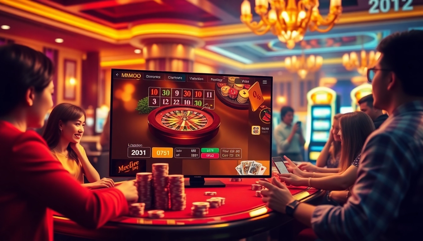Engaging scene of the trang chủ MMOO with vibrant online gambling activities and players enjoying casino games.