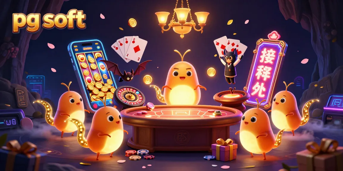 Engage with pg soft slots amidst glowworms illuminating a vibrant cave casino scene.
