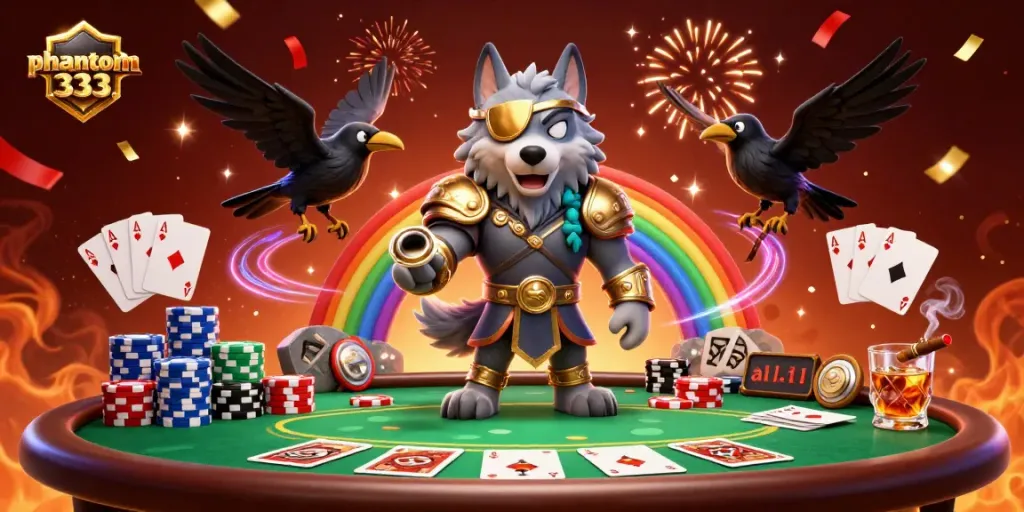Engage in thrilling gameplay at phantom333 with this interactive casino illustration showcasing high-stakes poker.
