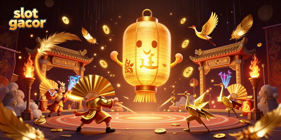 Spin the reels with slot gacor at a vibrant casino, featuring golden spirits and festive elements.