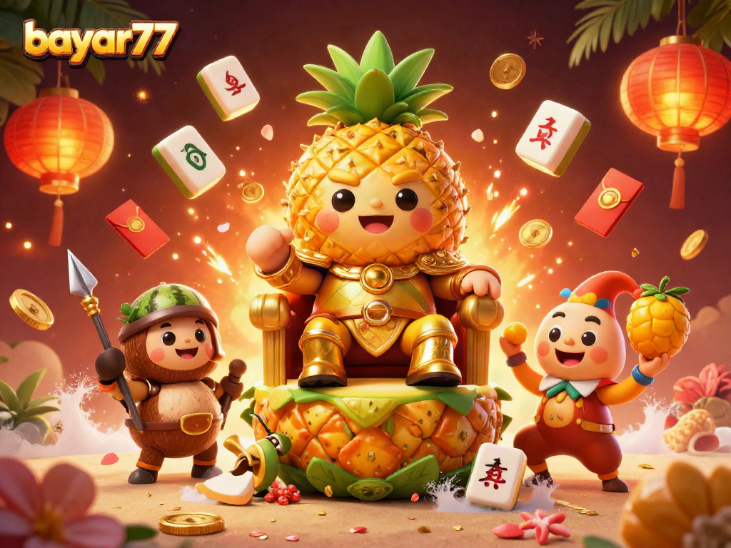 Taruhan seru dengan bayar77, raja nanas emas dan joker mangga di kasino pantai.