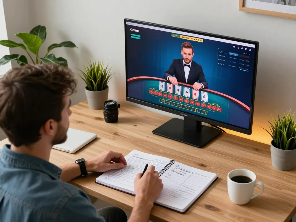 Player enjoying the best deal in online baccarat with a live dealer and strategic notes