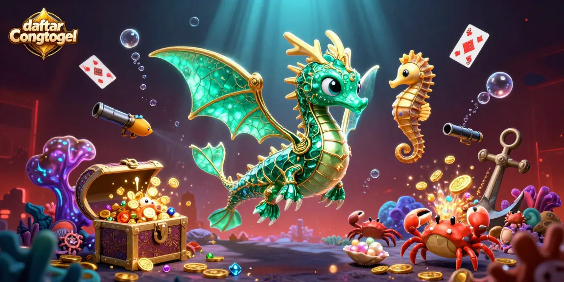 Experience daftarcongtogel's vibrant online lottery with dynamic illustrations of gaming treasures.