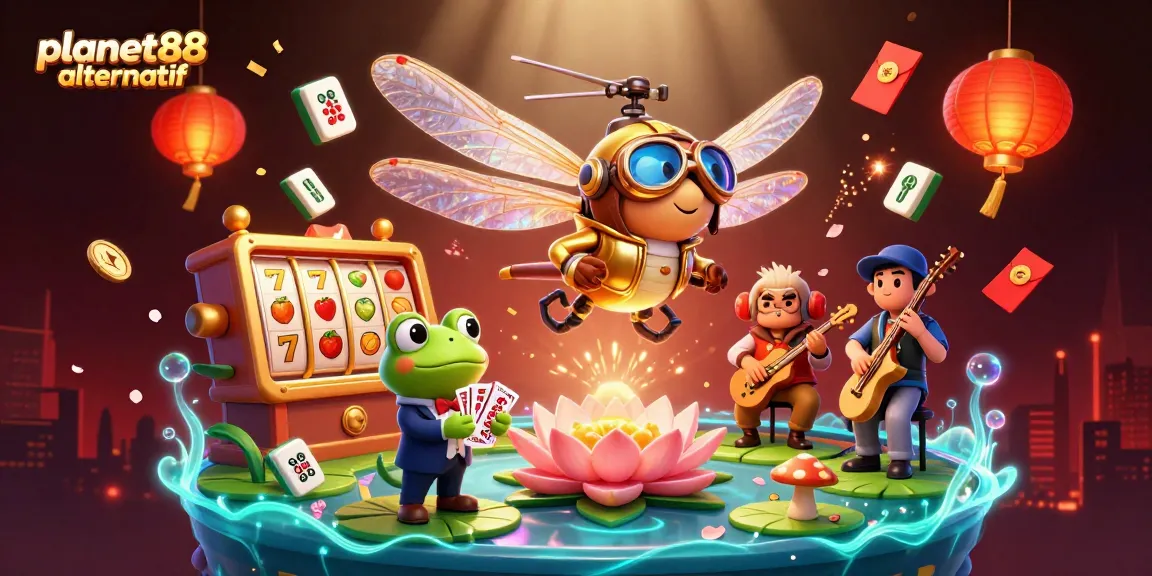 Experience exciting gameplay at planet88 alternatif with a vibrant casino scene featuring charming characters.
