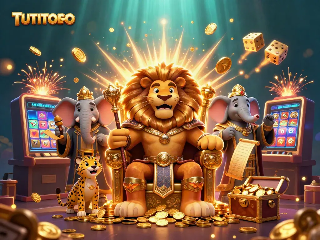 Experience thrilling wins with TUTITOTO in a vibrant casino setting bursting with excitement.