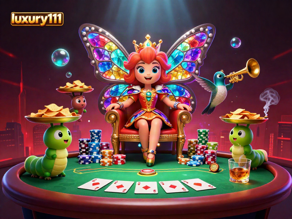 Experience luxury111 betting with vibrant casino illustration featuring poker elements and fantasy characters.