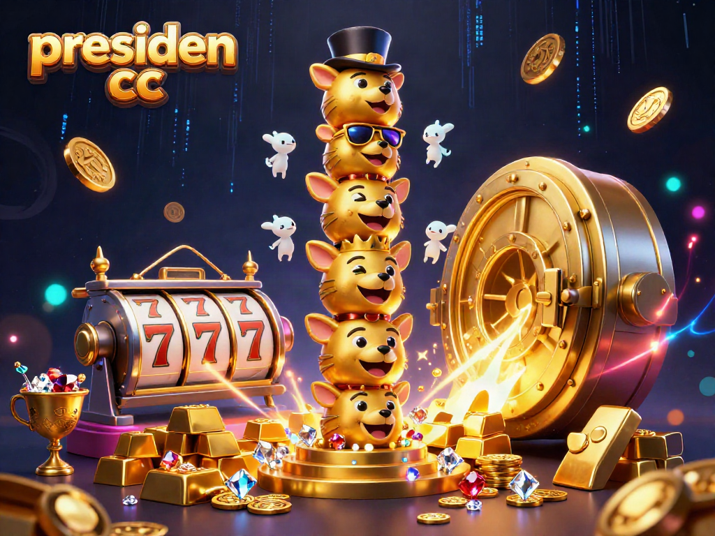 Experience dynamic gameplay at presiden cc with vibrant 3D totem and sparkling casino treasures.