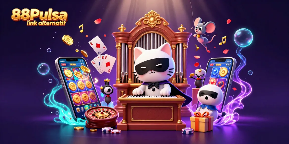 Rasakan sensasi dengan 88Pulsa link alternatif, menampilkan permainan slot yang berwarna-warni dalam suasana kasino yang menawan.