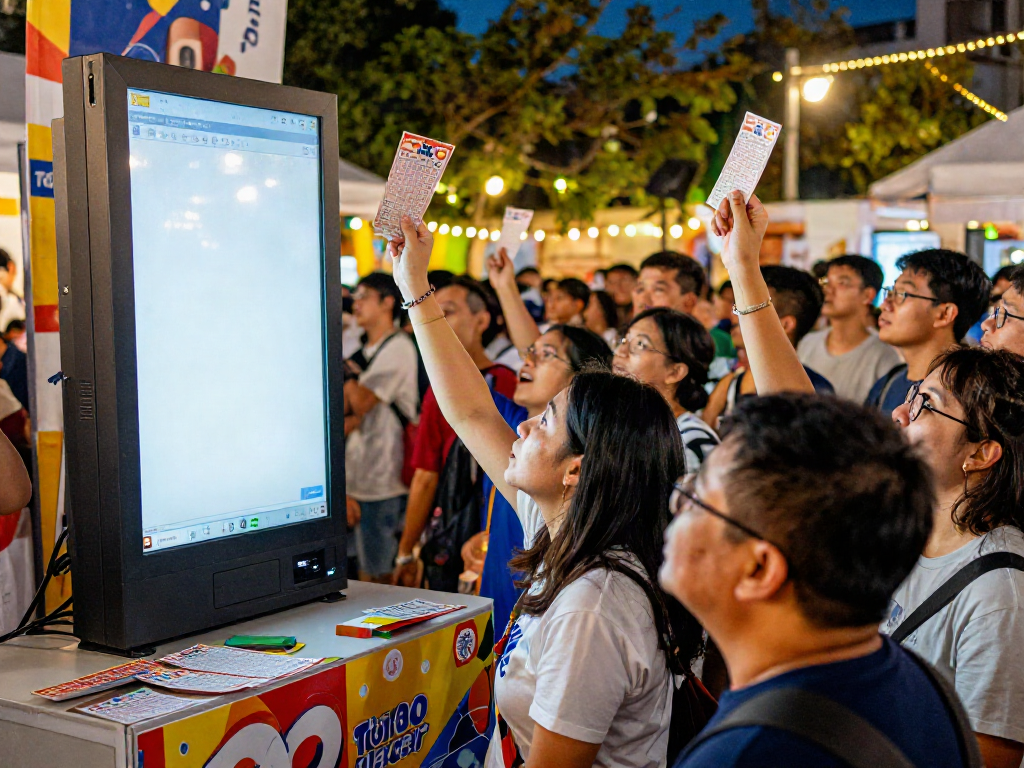 Acara pengundian langsung Toto Macau dengan penonton antusias dan tiket di tangan.