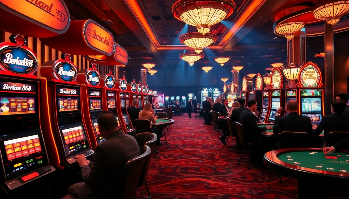 Experience the excitement of playing Berlian 888 slot machines surrounded by an opulent casino atmosphere.