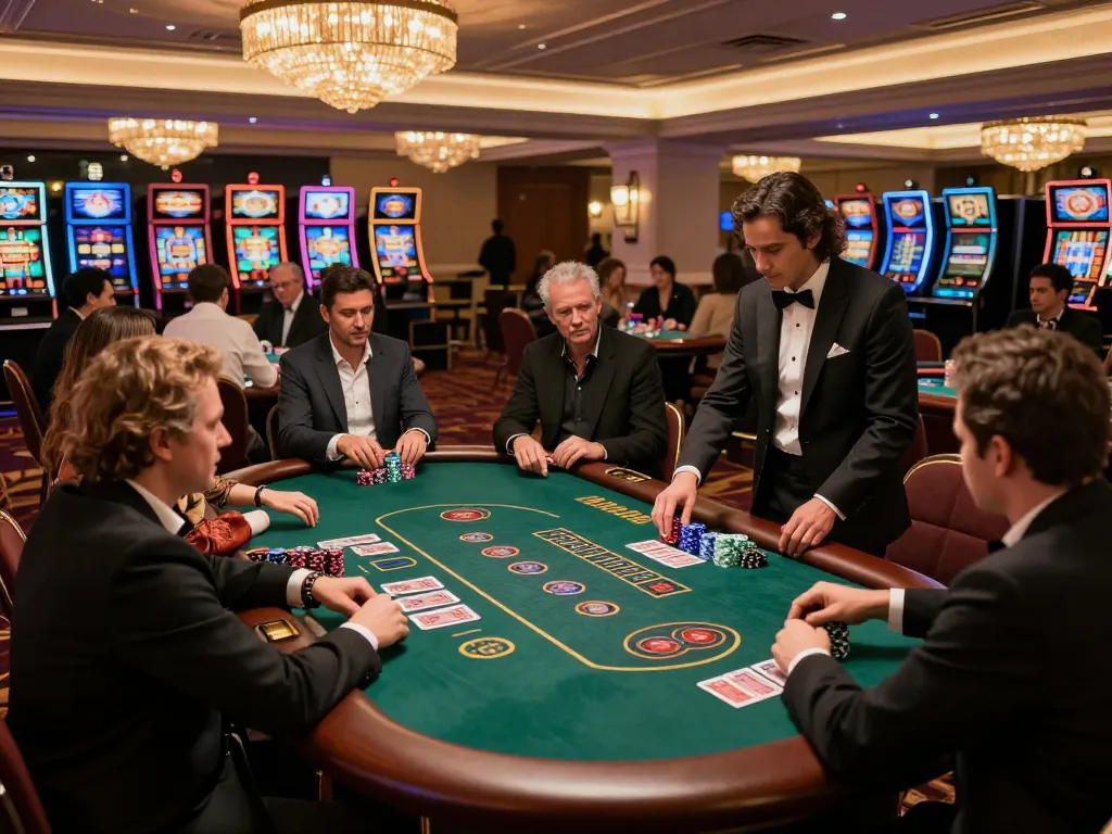 KADAL 778 players enjoying blackjack at an upscale casino table with vibrant energy and strategic gameplay