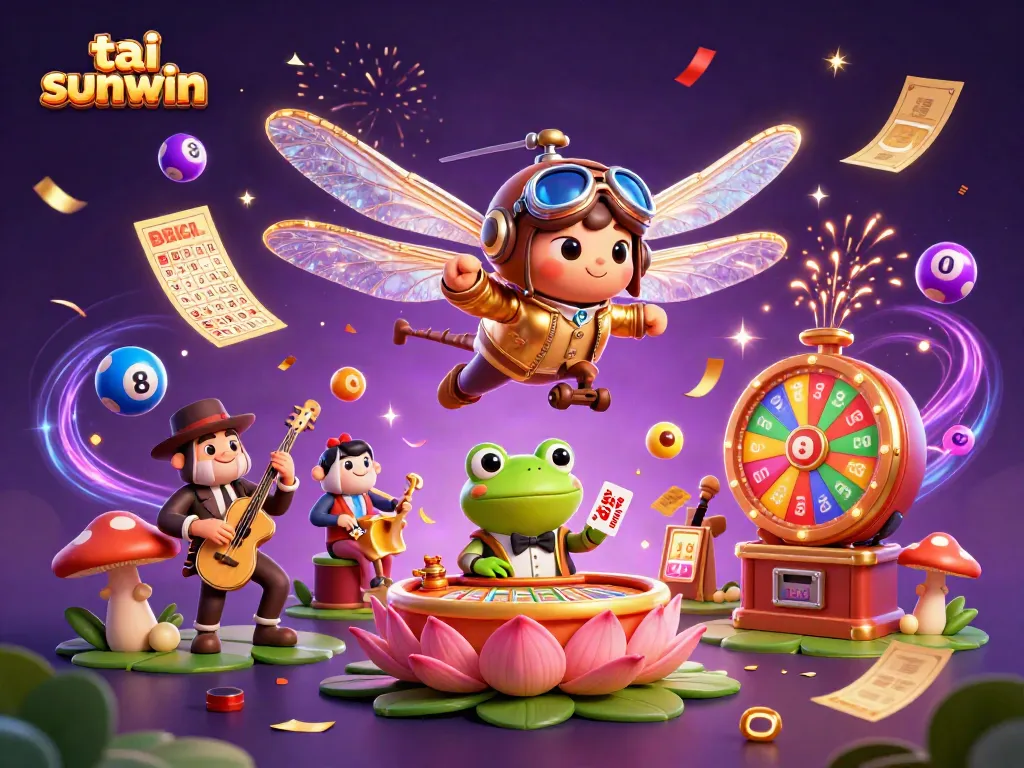 Engage in vibrant gameplay at tai sunwin with dynamic lottery balls and whimsical characters.