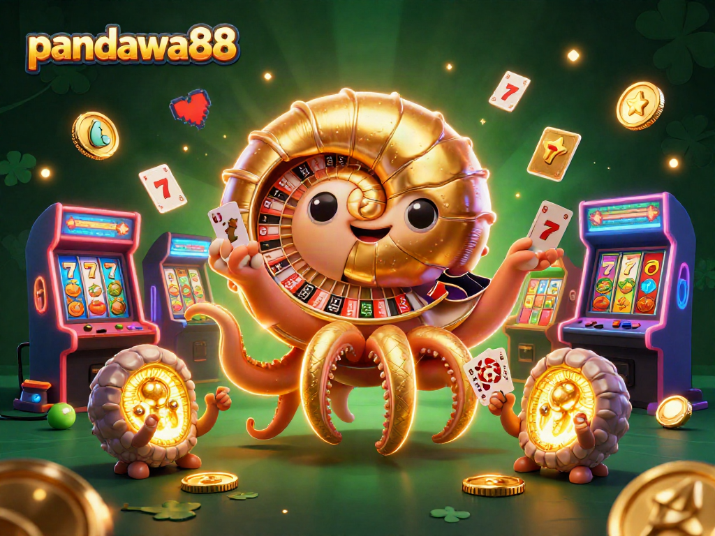 Pandawa88 menampilkan nautilus raksasa dan simbol slot di kasino, menangkap momen keberuntungan.