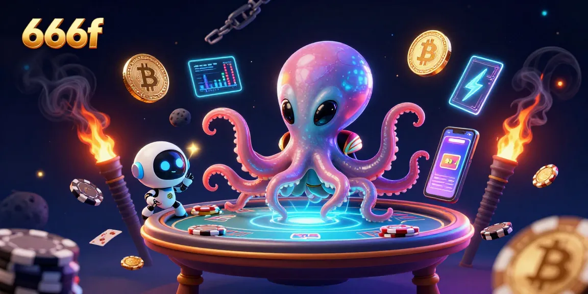 Experience thrilling gaming action at 666f with a futuristic poker scene featuring an alien octopus.