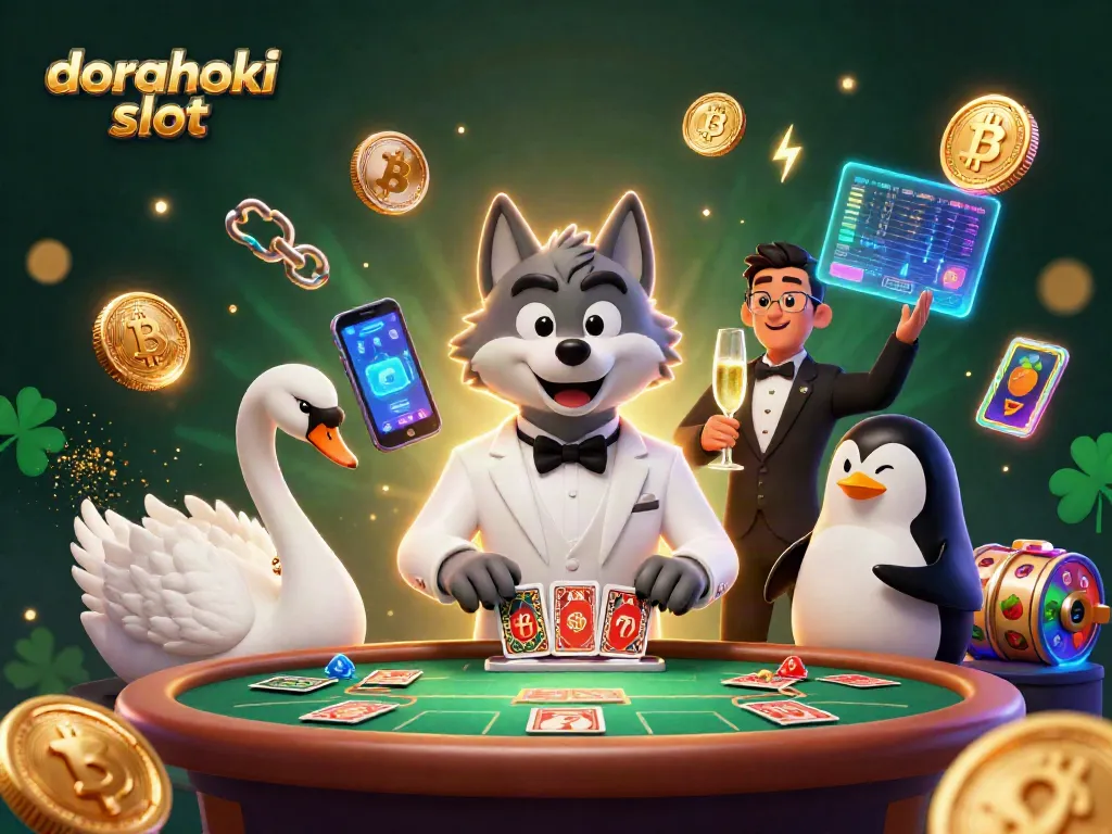 Dapatkan pengalaman seru dengan dorahoki slot yang menampilkan karakter unik seperti serigala, angsa, dan penguin sommelier.
