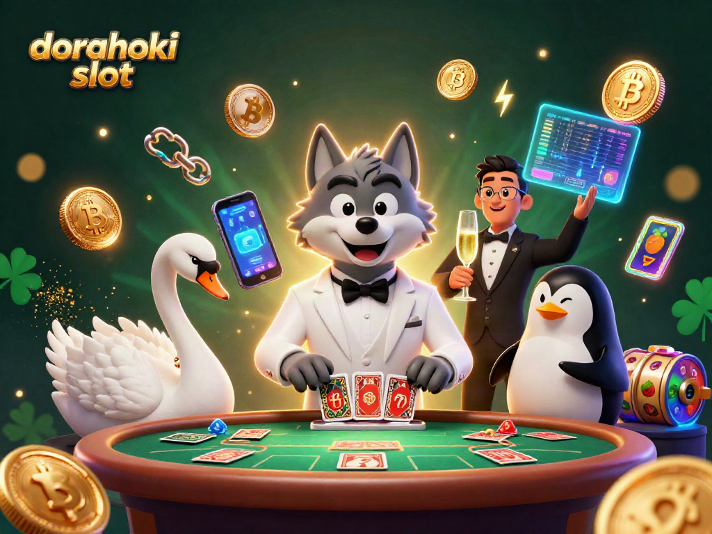 Dapatkan pengalaman seru dengan dorahoki slot yang menampilkan karakter unik seperti serigala, angsa, dan penguin sommelier.