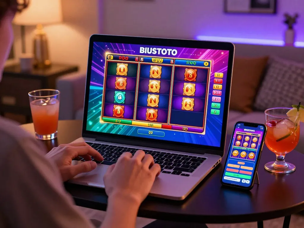 Exciting BIUSTOTO online slot gaming scene with vibrant animations and dynamic gameplay.