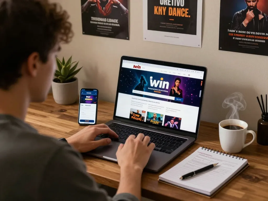 IWIN online gambling setup with a player crafting betting strategies in a cozy home office.