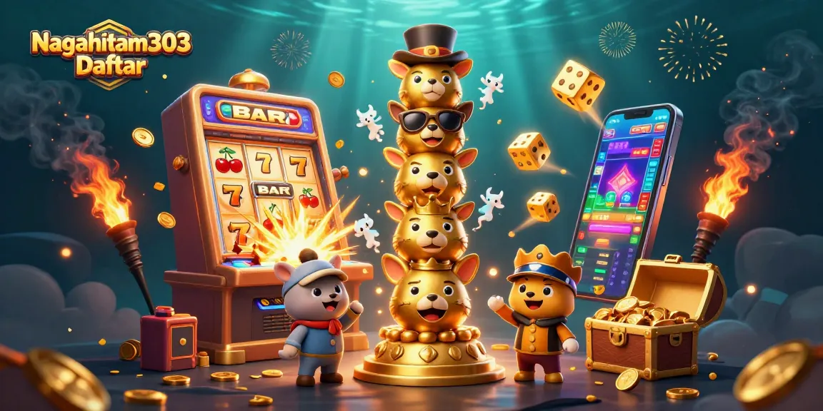 Engage with Nagahitam303 Daftar through a dynamic 3D casino experience, featuring vibrant characters and thrilling game elements.