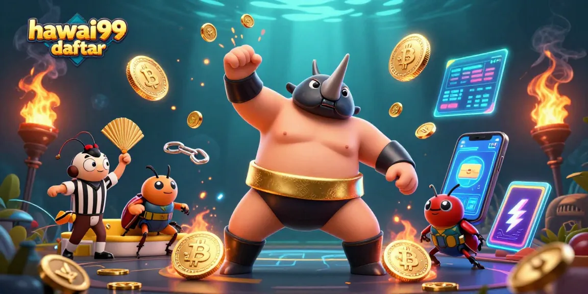 Engage with hawai99 daftar in a vibrant 3D casino scene featuring thrilling characters and crypto elements.