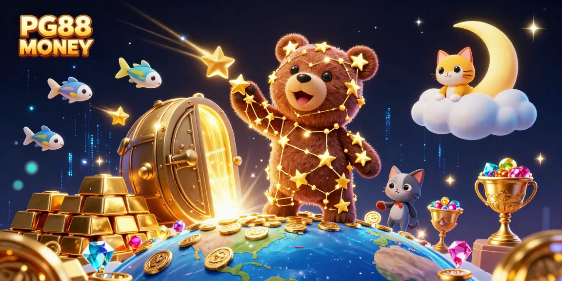 Engage in thrilling slot action at PG88 MONEY with a vibrant treasure-filled scene.
