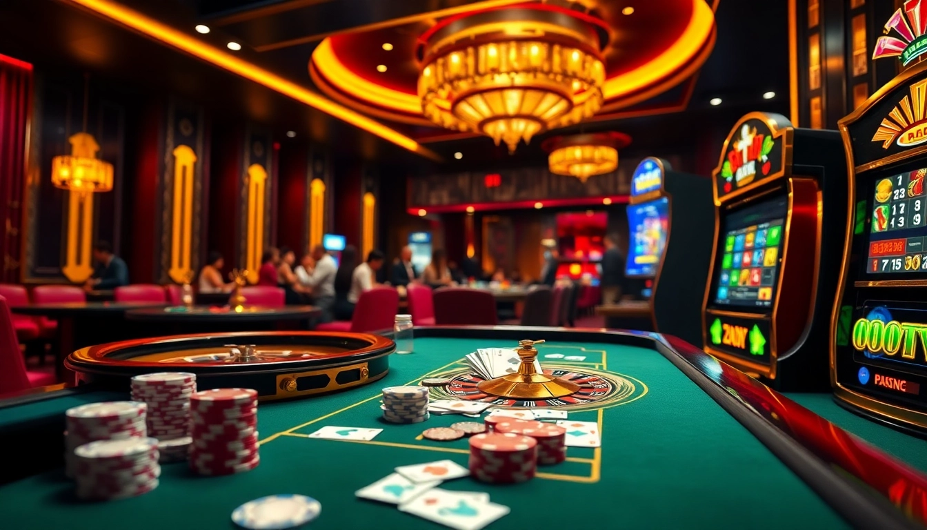 Experience the thrill of betting at nhà cái 789p with vibrant casino tables and luxurious gaming atmosphere.